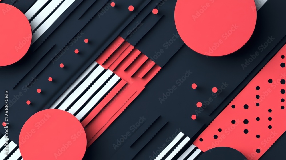Poster geometric abstract background with circles, lines and dynamic composition