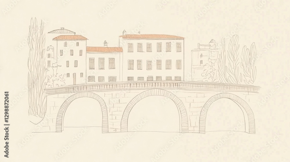 Poster beige and brown architectural sketch of classic building structures design elements and textures des