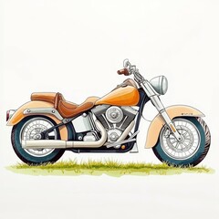 motorcycle watercolor concept. Classic motorcycle illustration with a sleek design and vibrant colors.