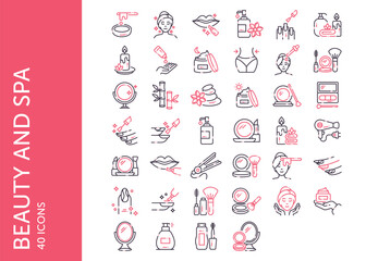 Beauty and Spa icon pack. Set icon design