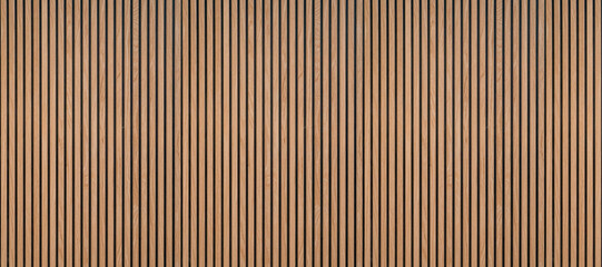 Wood background banner panorama long - Brown wooden acoustic panels wall texture , seamless pattern, vertical