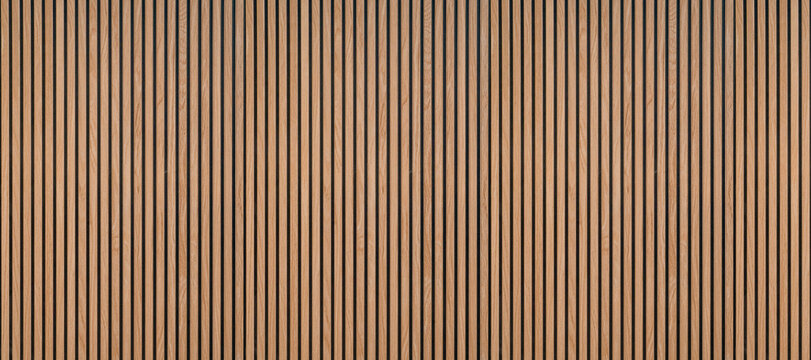 Wood background banner panorama long - Brown wooden acoustic panels wall texture , seamless pattern, vertical