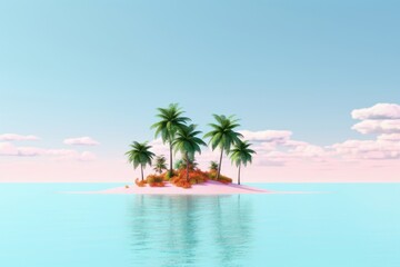 Naklejka premium Tropical island shoreline outdoors scenery.