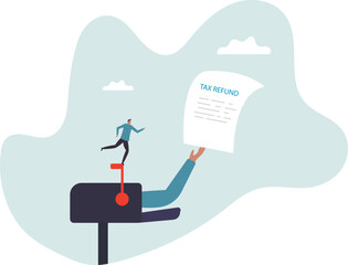 Tax refund or rebate credit.business concept.flat character.