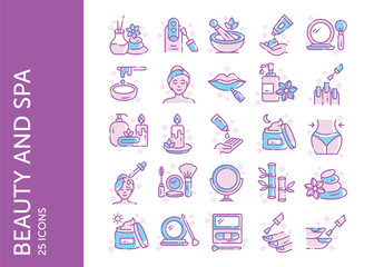 Beauty and Spa icon pack. Set icon design