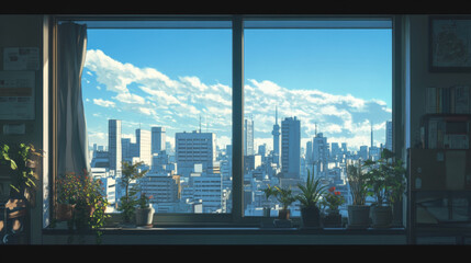 Skyline window view scenery landscape interior inspiration backdrop wallpaper