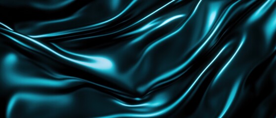 Obraz premium Abstract Teal Silk Fabric with Smooth, Flowing Waves
