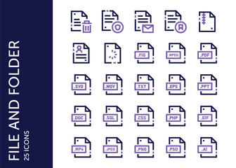 File and Folder icon pack. Set icon design