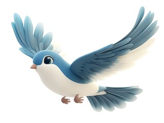 Fototapeta premium Soaring blue bird illustration digital art playful environment creative view