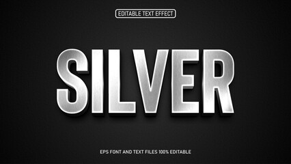 Silver 3d text style modern editable text effect