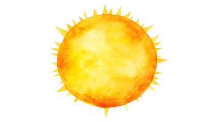 Yellow sun on white background with tropical fruit elements in a vector illustration