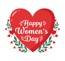 Happy Women's Day text. Holiday hand drawn calligraphic lettering. Happy Women's Day text isolated on white background