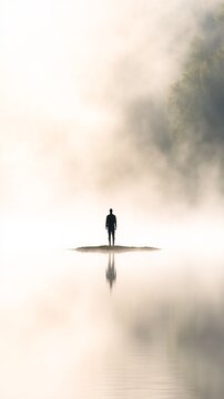 Traveler lake early morning mist