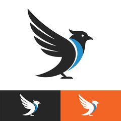 Bird logo design vector template, minimalist design on white background 