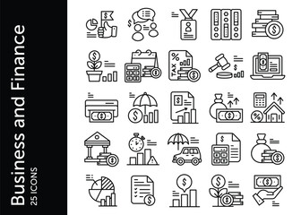 Business and Finance icon pack. Set icon design