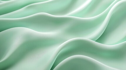 Obraz premium Soft, flowing mint green fabric elegantly draped to reveal gentle waves and texture in a serene and calm setting ideal for interior design and fashion