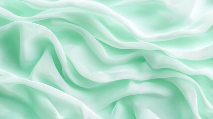 Obraz premium Soft, flowing mint green fabric drapes elegantly across a surface, creating a serene and calming aesthetic perfect for various design projects or backgrounds