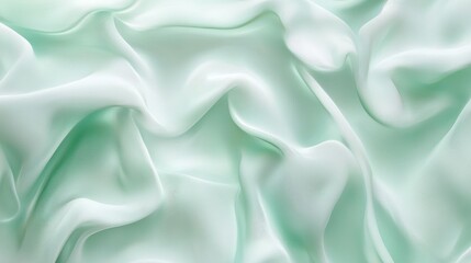 Obraz premium Delicate mint green fabric drapes elegantly with soft textures creating a serene and calming visual atmosphere in an artistic display