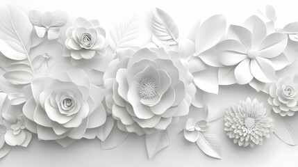 White paper flowers decorative arrangement