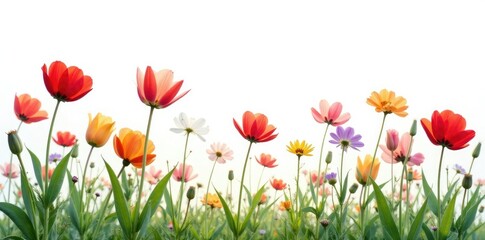 Obraz premium Wildflowers in isolation against white background, printemps, champ?tre