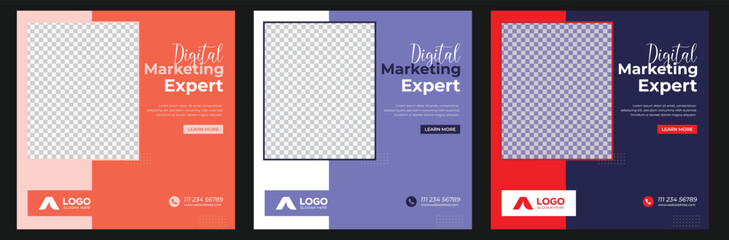 Naklejka premium Digital marketing Social media post template. Corporate Business Social media post. Instagram feed post, social media poster. corporate business marketing banner ads for social media post