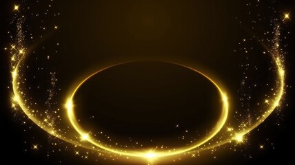 Glowing golden ring on a black background