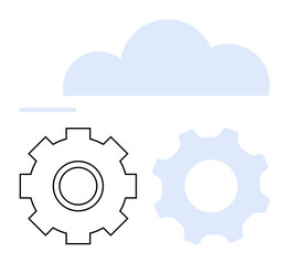 Cloud shape and two gears symbolize data storage, system optimization, teamwork, and process automation. Ideal for technology, IT services, cloud computing, innovation, industry workflow abstract