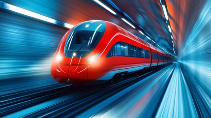 high-speed train zooming through a colorful tunnel