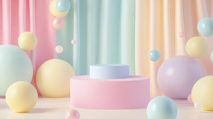 illustration cute pastel background empty podium
