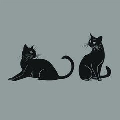 Two Black Cat Silhouettes