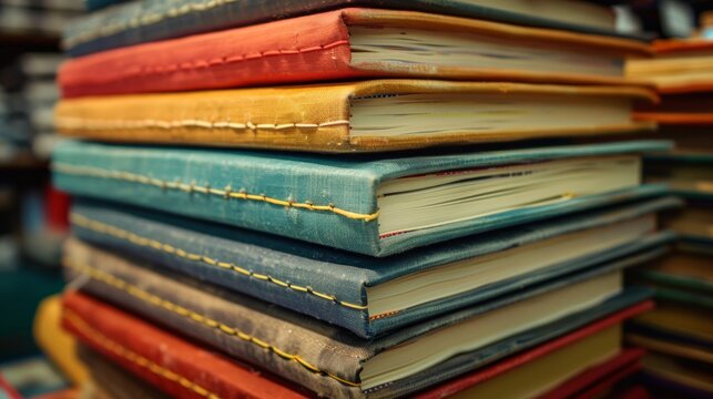 A stack of old books with shabby covers, great for literature blogs or educational websites.