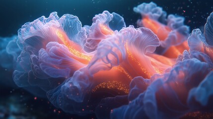 Obraz premium Bioluminescent Coral Bloom: Abstract Oceanic Glow for Digital Marketing