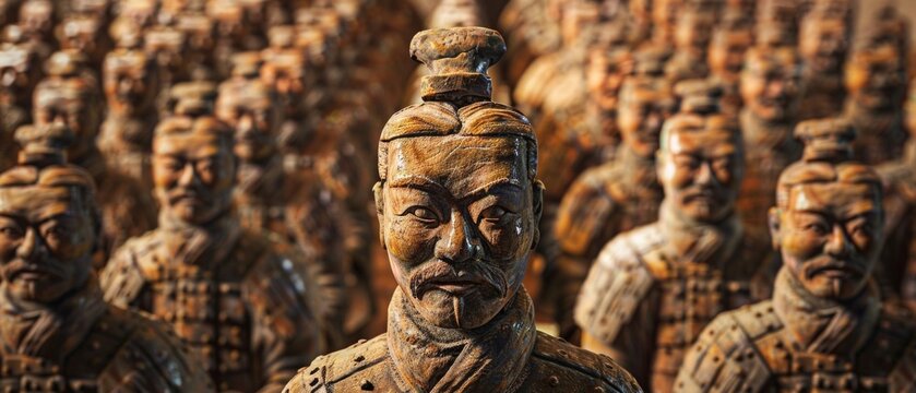 A historical image of a terracotta army with many statues of warriors would be suitable for materials about ancient history and archaeology.