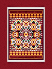 Islamic Tile Design With Geometric Patterns in vibrant colors Tones, evoking a sense of traditional artistry and cultural heritage.