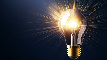 眩しく輝く電球が象徴するアイデアとインスピレーション