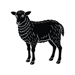 Sheep silhouette isolated on white background