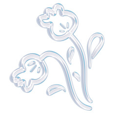 Hand Drawn Aesthetic Flower Doodle Clipart, Cute Floral Sketch, Balloon 3D style, PNG Transparent, Elements for posters, social media, print, banners