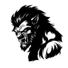 Fototapeta premium Ferocious Werewolf – Illustration for Fantasy Art, Game Design, Book Covers, and Dark-Themed Merchandise. Fierce Spirit and Mystical Aura of the Werewolf, Making It Ideal for Horror, Mythology