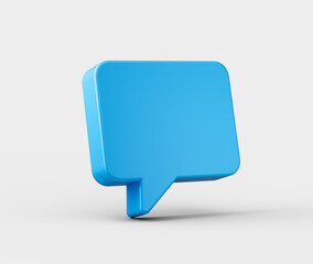 3D Blue chat icon, symbolizing messaging, communication and conversation. 3d illustration