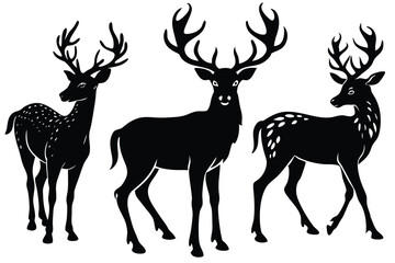 vector set of deer silhouettes