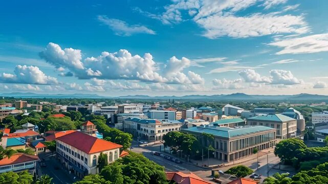 stunning panorama of the city of Yaounde, the capital of Cameroon, on a sunny summer day