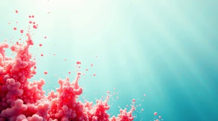 Abstract Coral Bloom Underwater Scene Pink Dye Dispersion in Aquamarine Water
