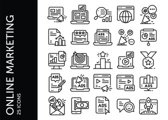 Online Marketing icon pack. Set icon design
