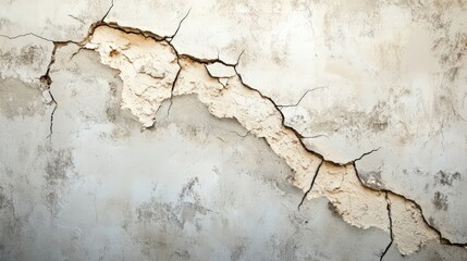 Obraz premium Damaged Concrete Wall Showing Extensive Cracking