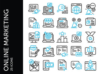 Online Marketing icon pack. Set icon design
