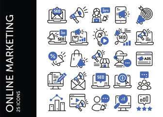 Online Marketing icon pack. Set icon design