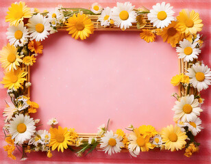 Obraz premium Vibrant Daisy Frame with Yellow and White Flowers