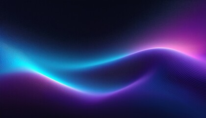 Abstract grainy blue purple color gradient wave black background glowing light dark backdrop