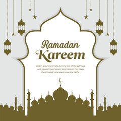Greeting Card with Lanterns and Mosque Silhouette
