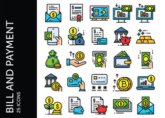Bill and Payment icon pack. Set icon design